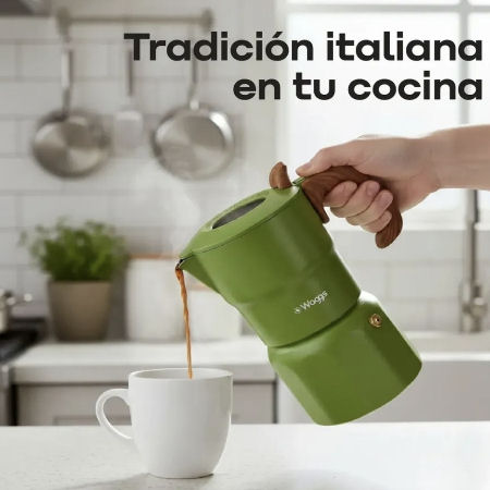 CAFETERA ITALIANA DE DISEÃ‘O WAGGS CAFE 995 SKU 1551/1550 300ML NEG/VER